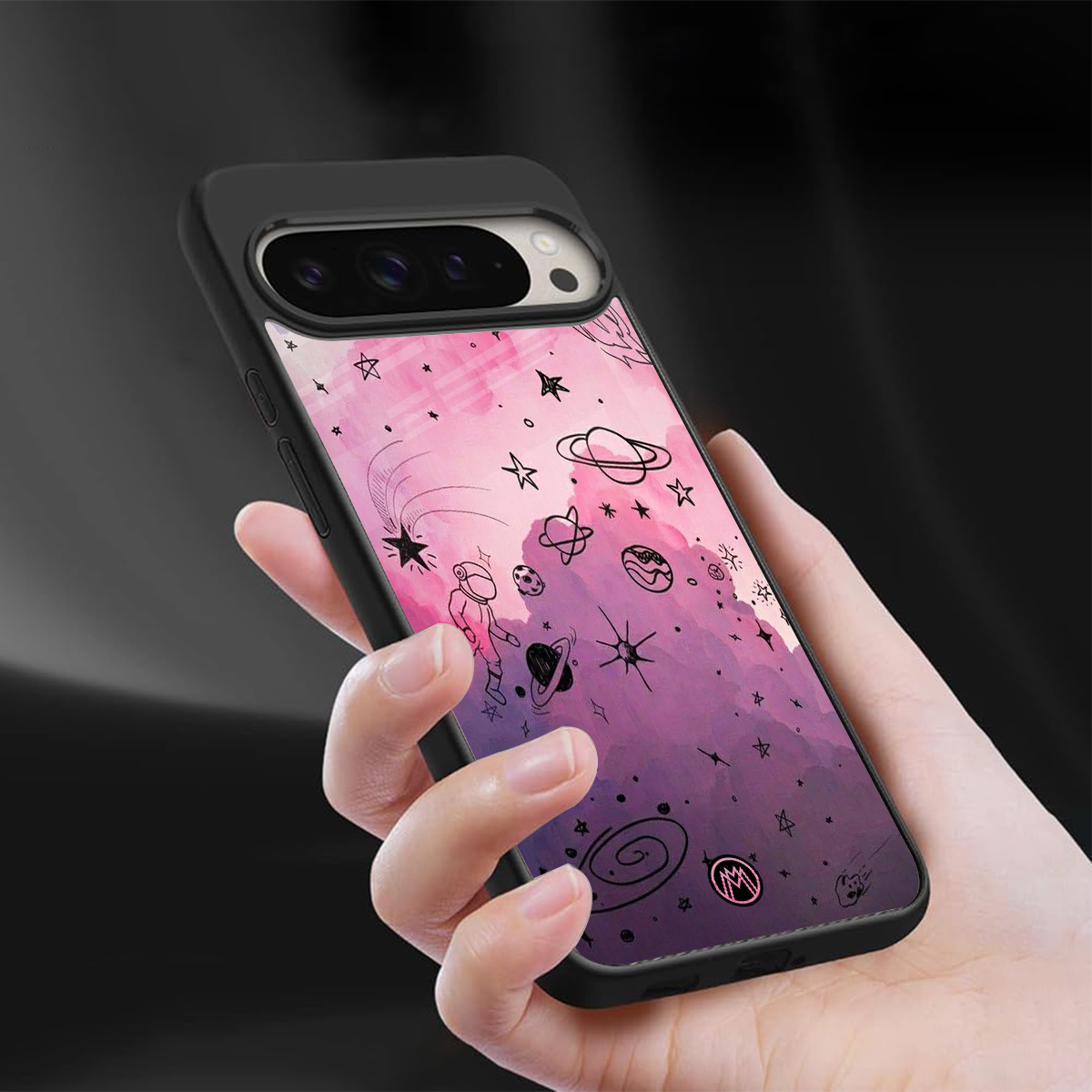 space pink aesthetic back phone cover | glass case for google pixel 9 pro