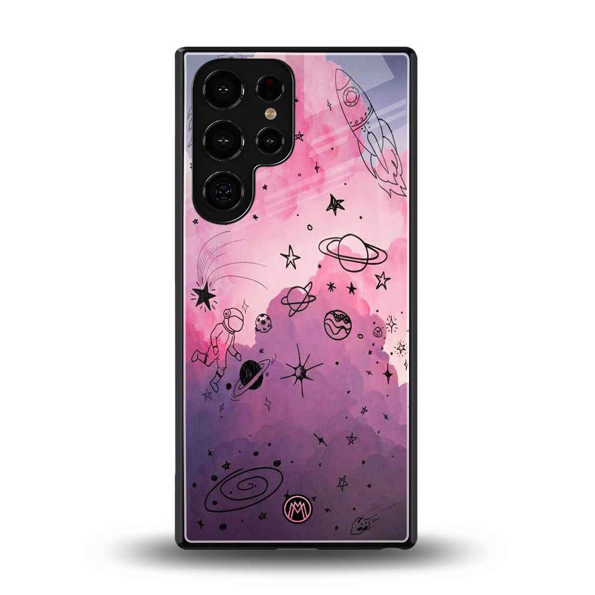 space pink aesthetic back phone cover | glass case for samsung galaxy s25 ultra
