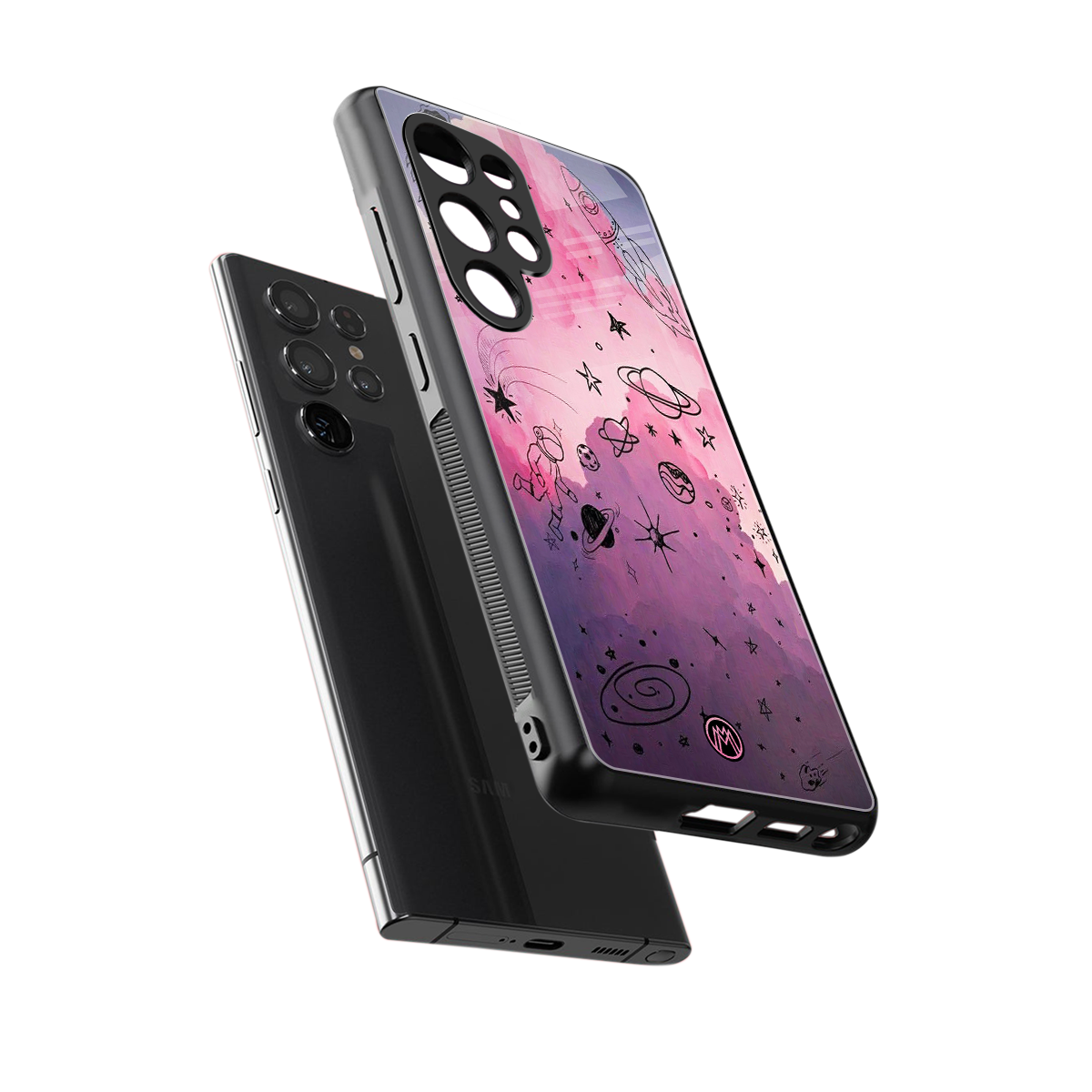 space pink aesthetic back phone cover | glass case for samsung galaxy s25 ultra