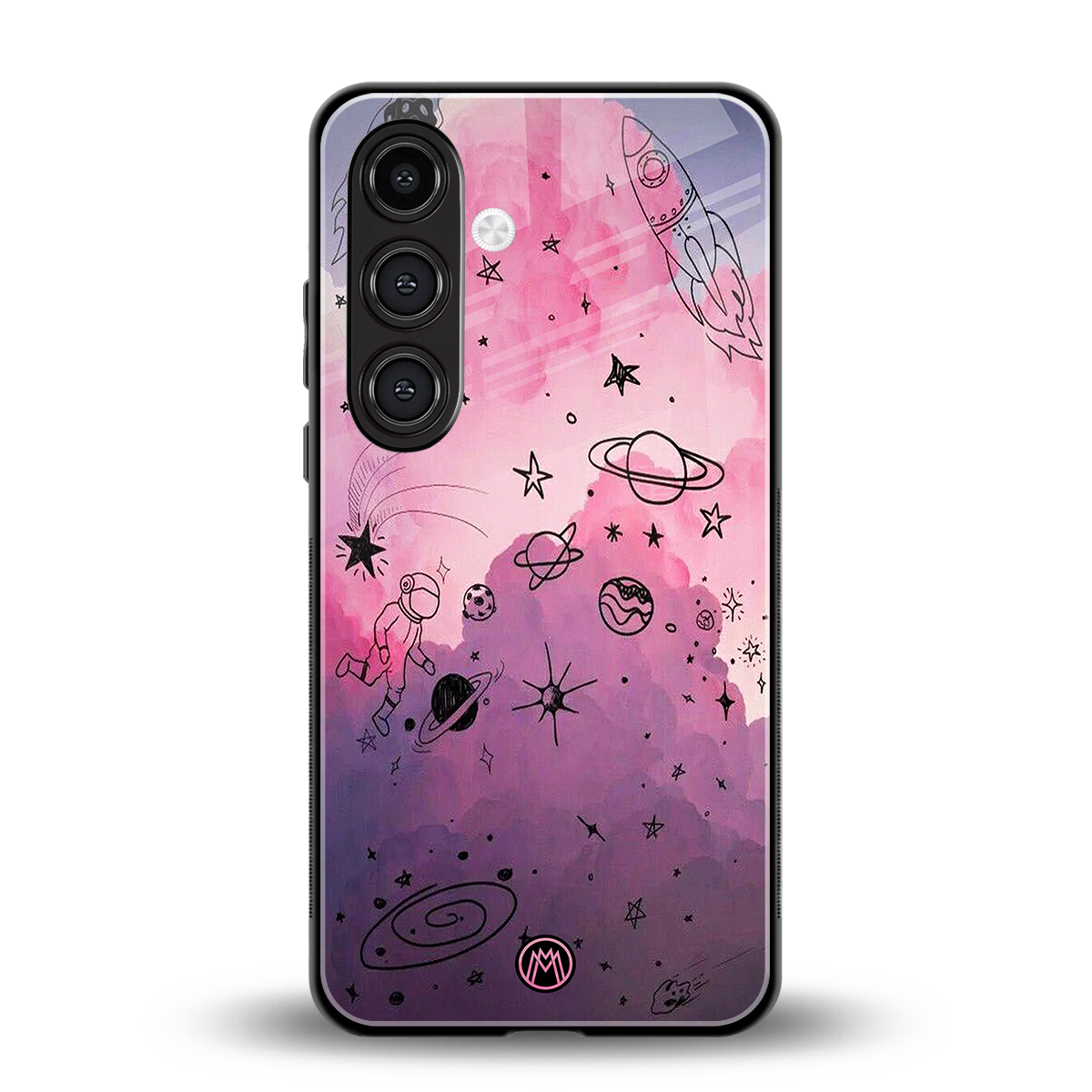space pink aesthetic back phone cover | glass case for samsung galaxy s23 plus