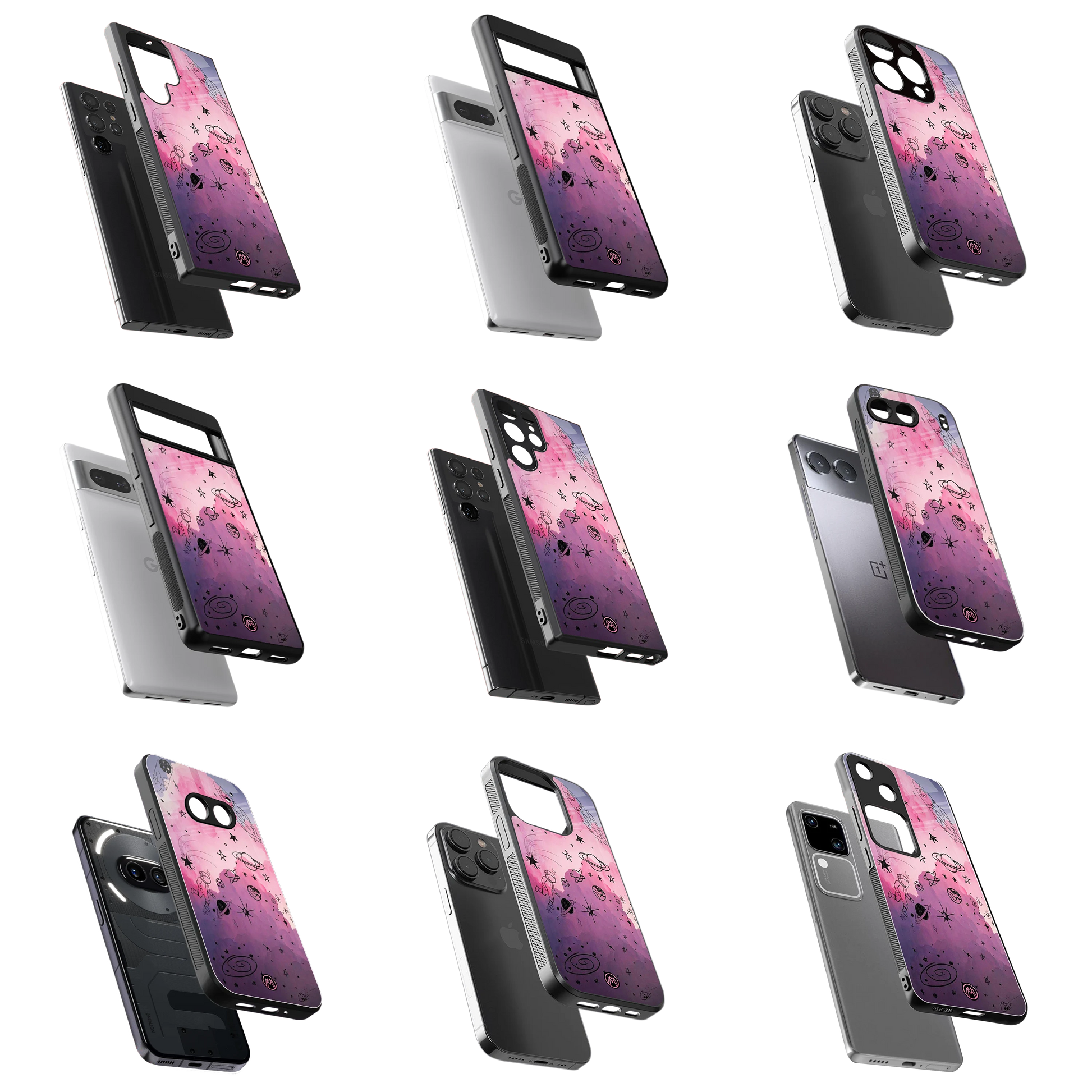 Durable Glass Back Mobile Case for iPhone, Samsung, OnePlus, Google Pixel, Redmi, Vivo, Oppo