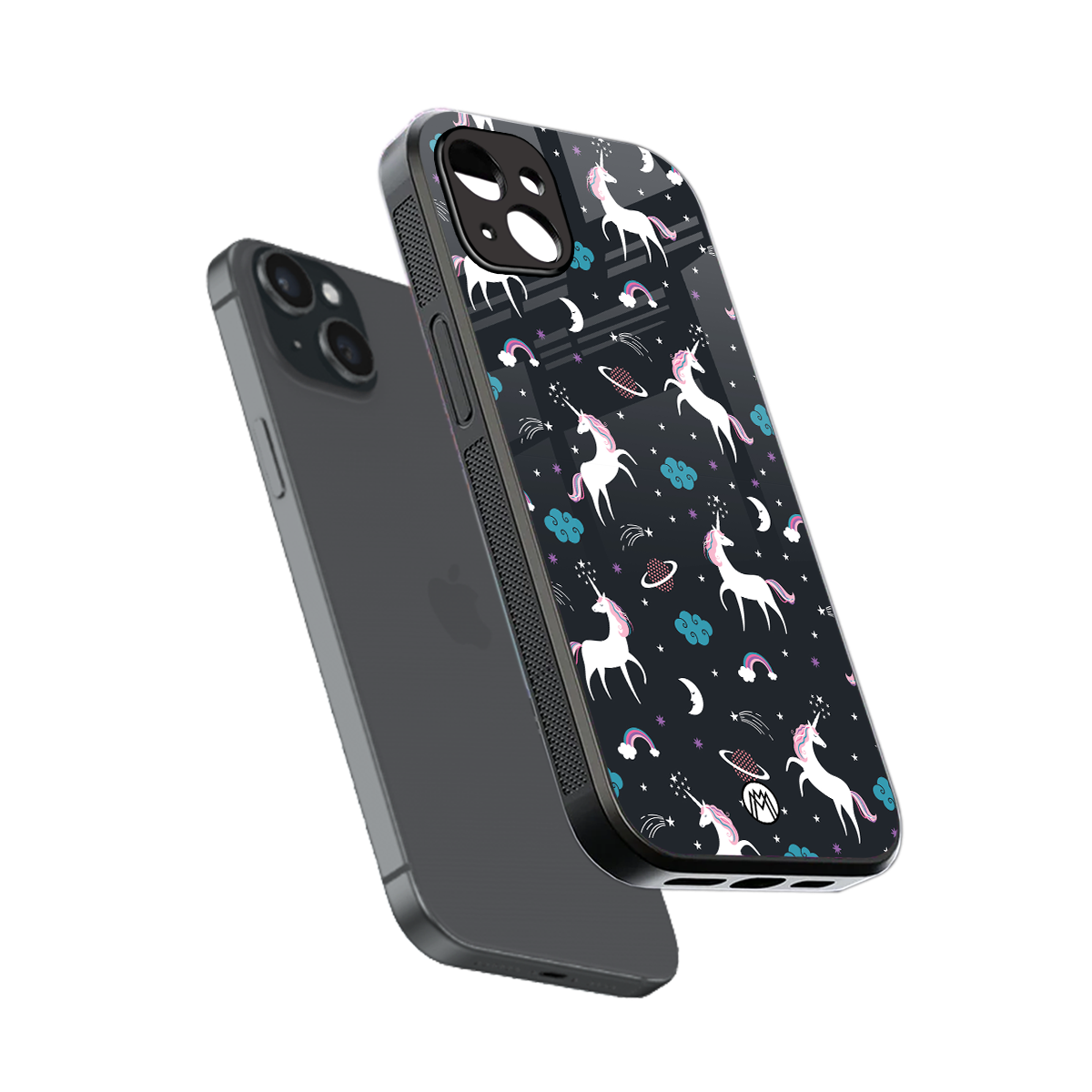 spatial unicorn galaxy back phone cover | glass case for iphone 14 plus