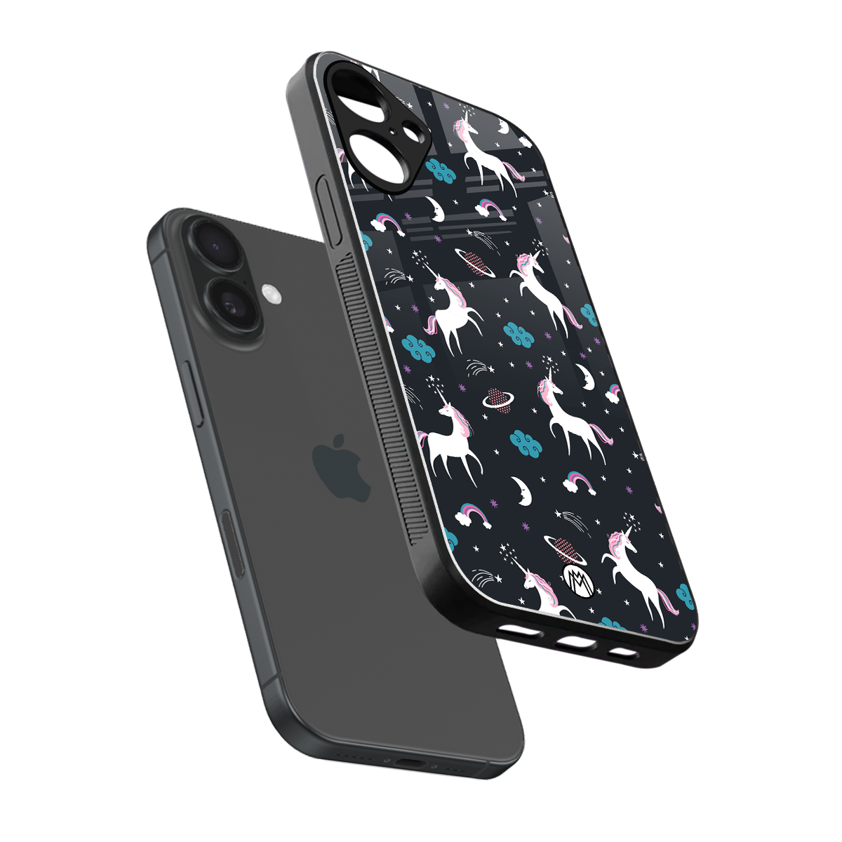 spatial unicorn galaxy back phone cover | glass case for iphone 16 plus