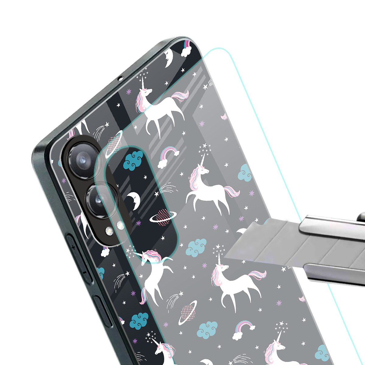 spatial unicorn galaxy back phone cover | glass case for oneplus nord ce 4 lite