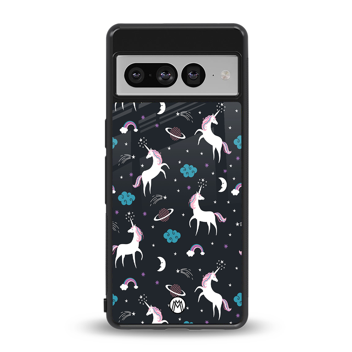 spatial unicorn galaxy back phone cover | glass case for google pixel 7 pro