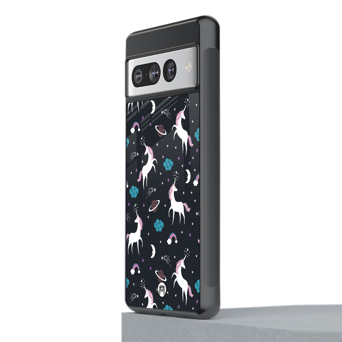 spatial unicorn galaxy back phone cover | glass case for google pixel 7 pro