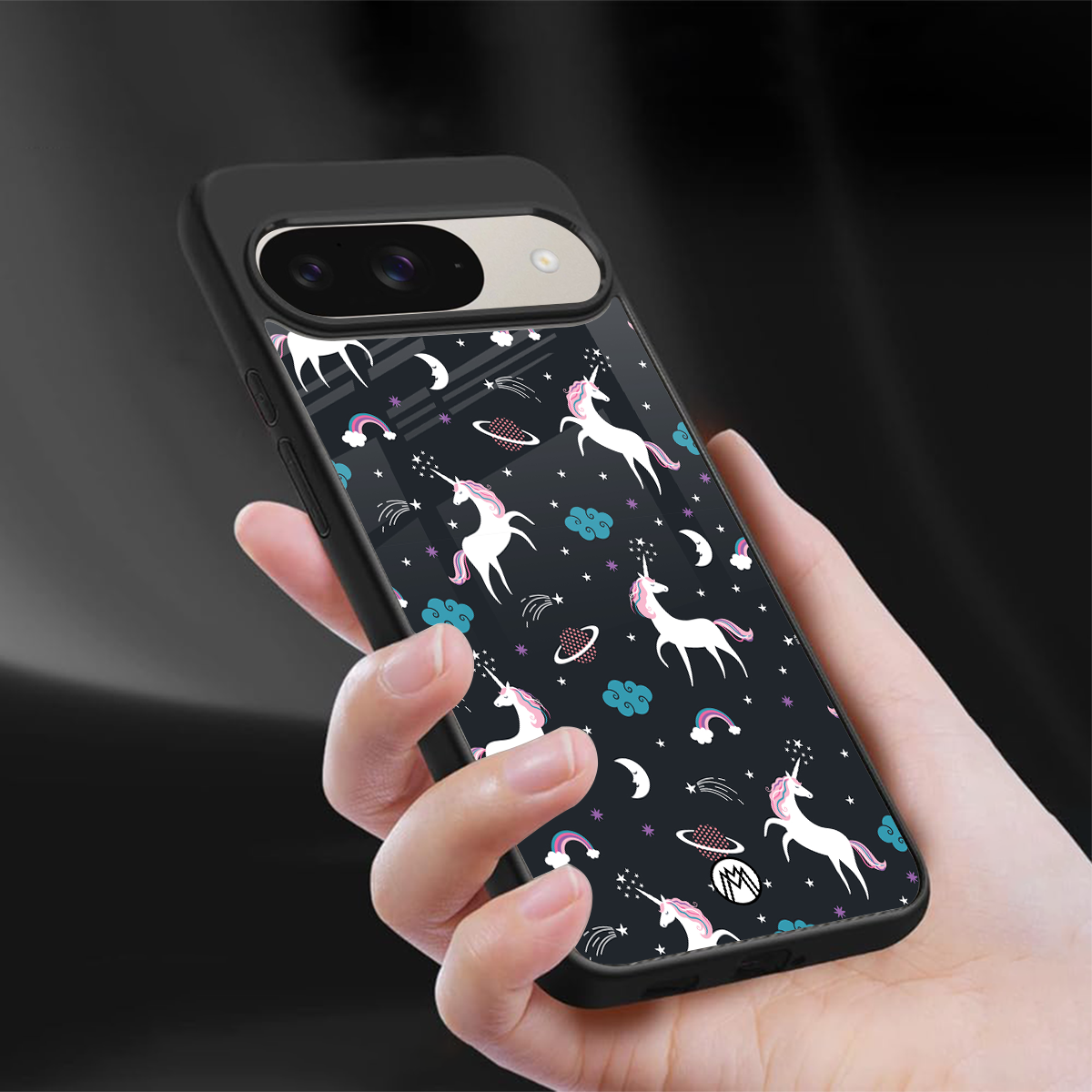 spatial unicorn galaxy back phone cover | glass case for google pixel 9