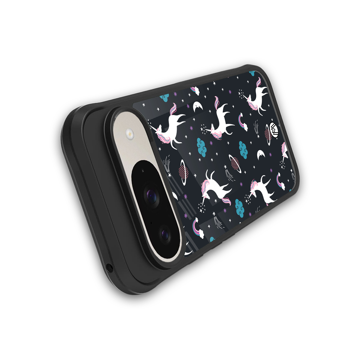 spatial unicorn galaxy back phone cover | glass case for google pixel 9