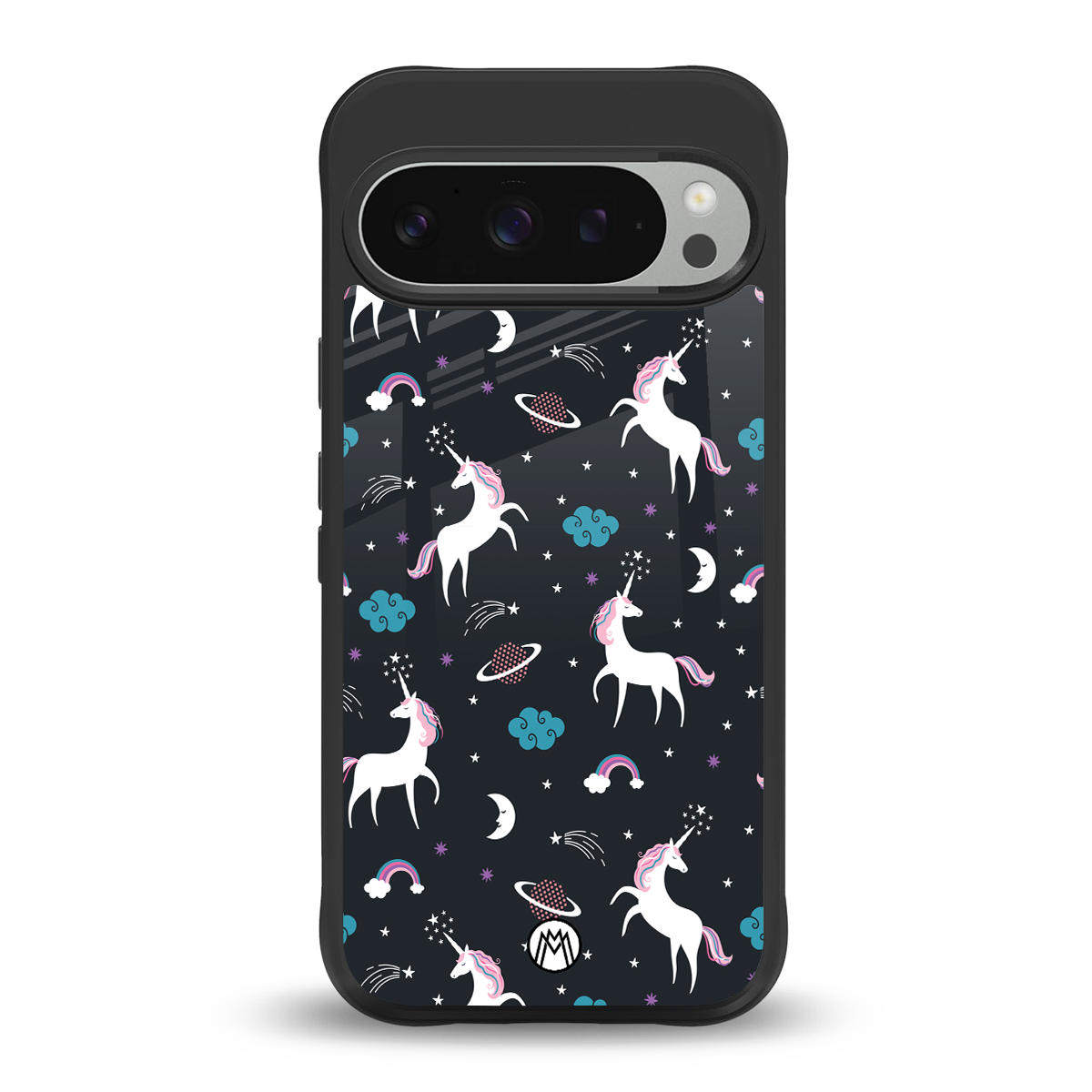spatial unicorn galaxy back phone cover | glass case for google pixel 9 pro