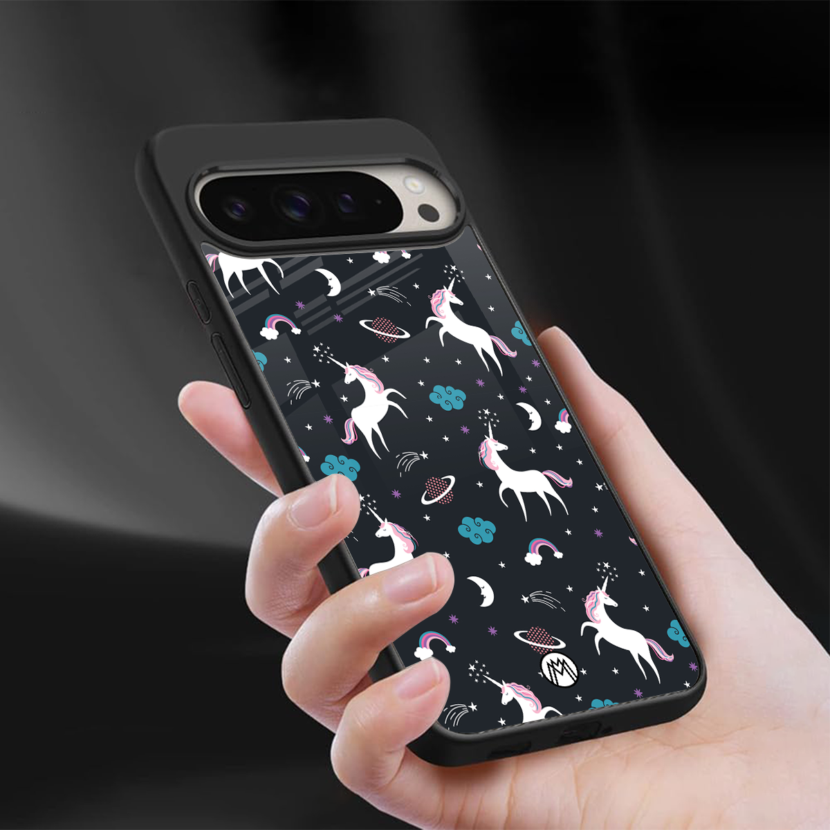 spatial unicorn galaxy back phone cover | glass case for google pixel 9 pro