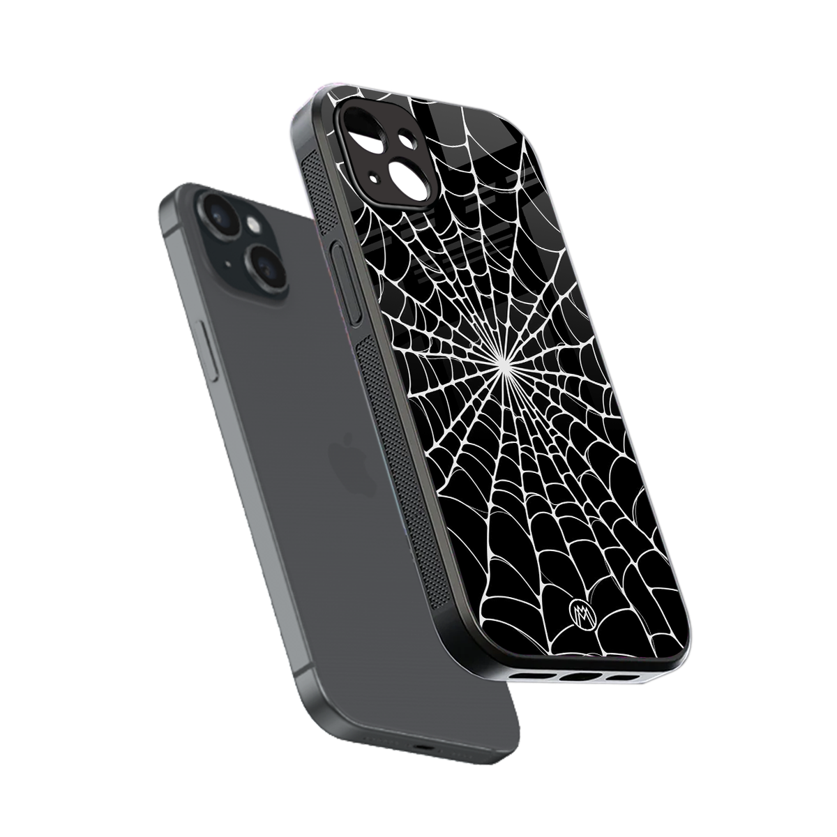 spider swirl back phone cover | glass case for iphone 14 plus