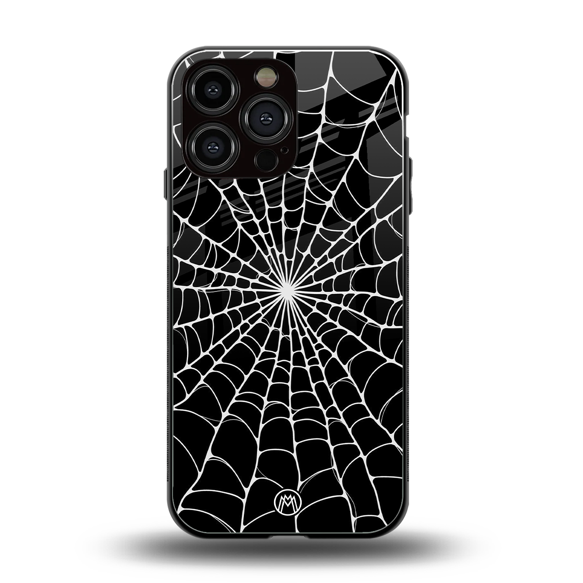 spider swirl back phone cover | glass case for iphone 14 pro max