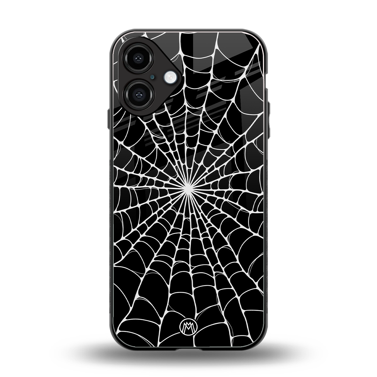 spider swirl back phone cover | glass case for iphone 16 plus