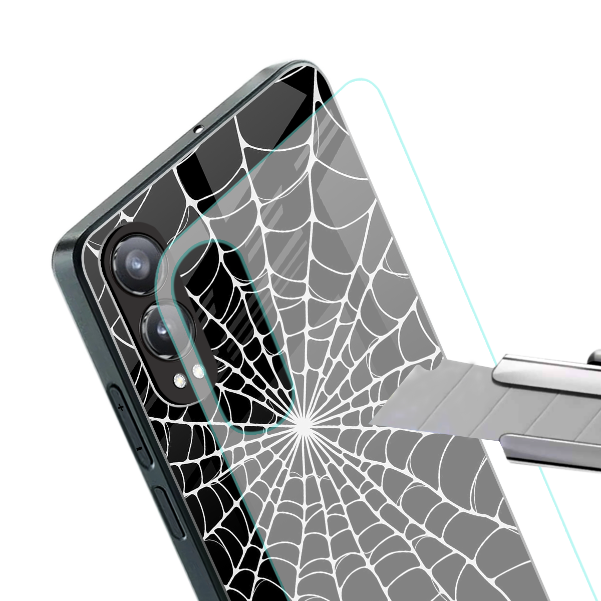 spider swirl back phone cover | glass case for oneplus nord ce 4 lite