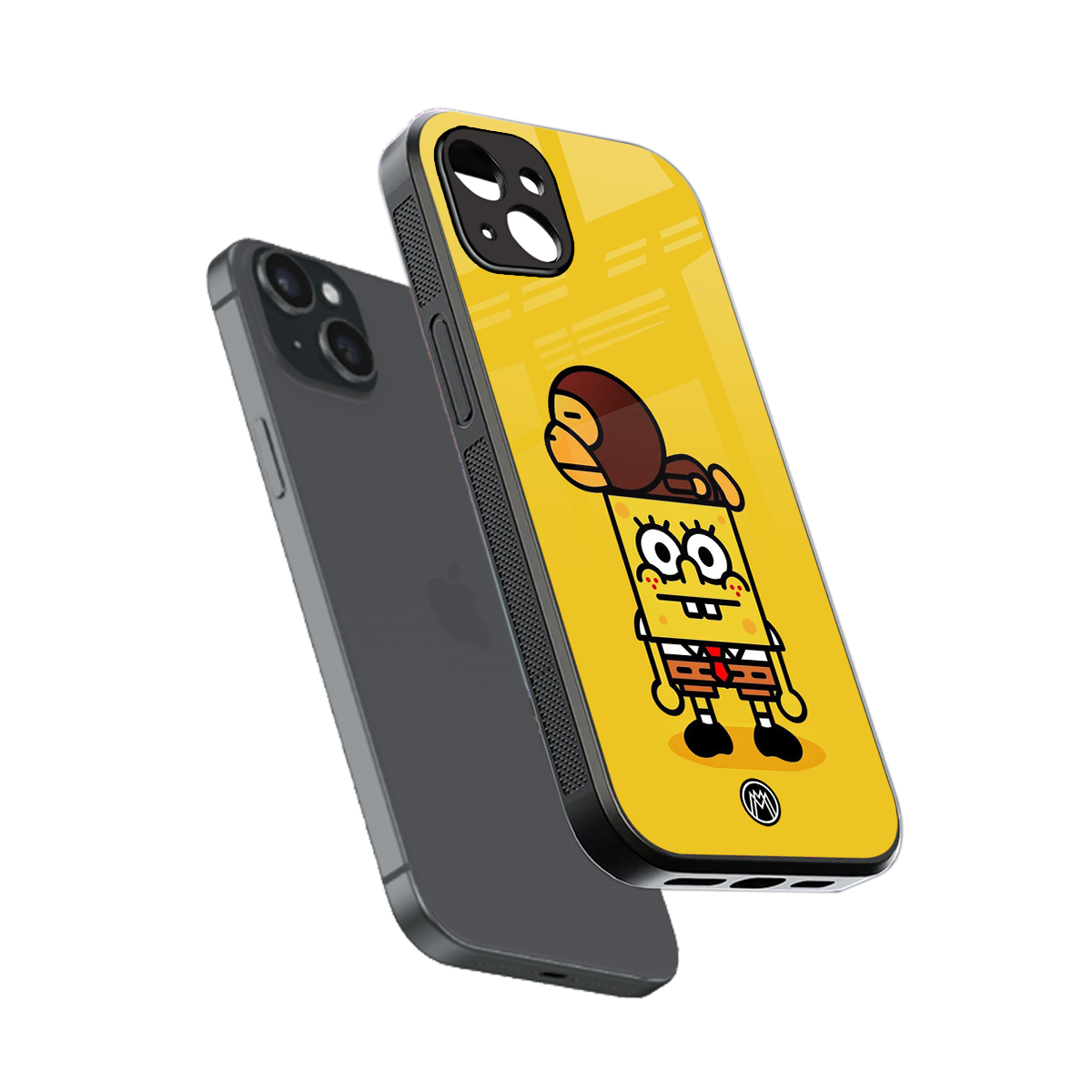 spongebob back phone cover | glass case for iphone 14 plus