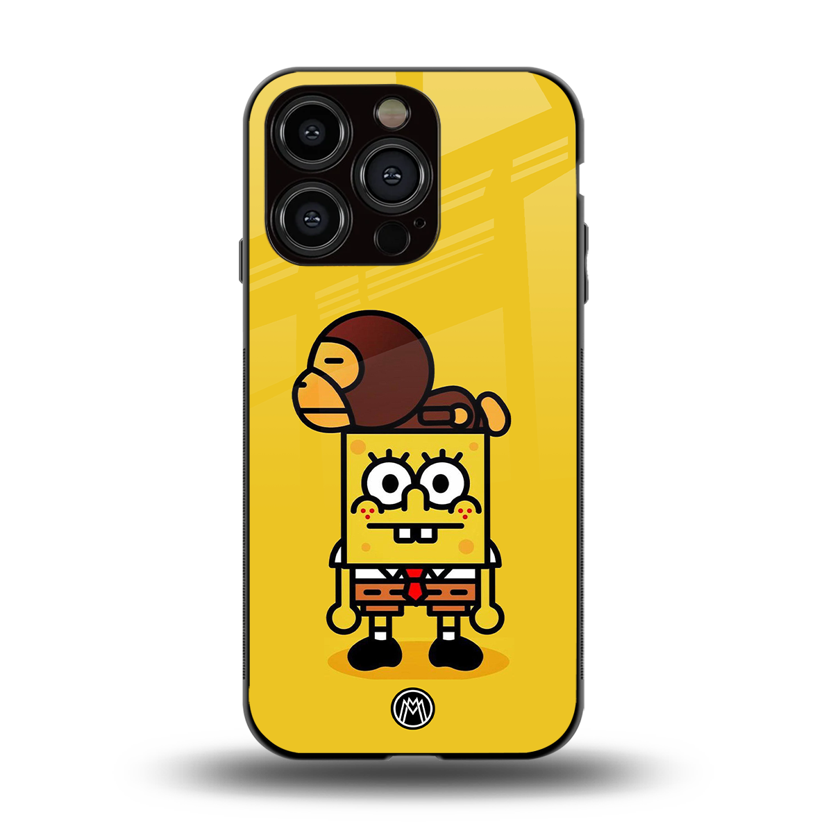 spongebob back phone cover | glass case for iphone 14 pro