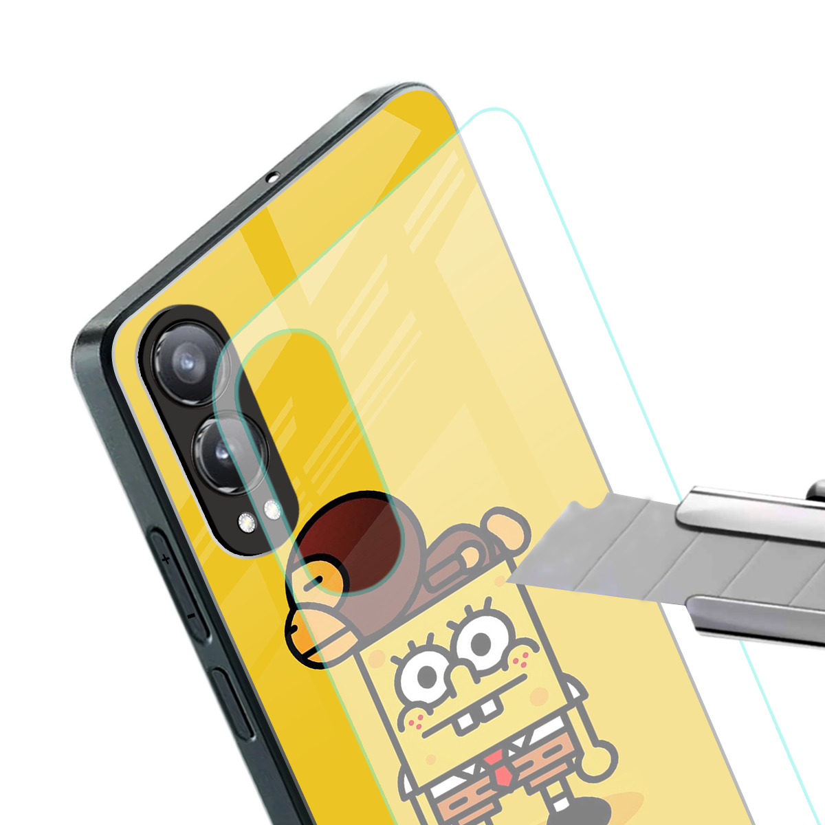 spongebob back phone cover | glass case for oneplus nord ce 4 lite