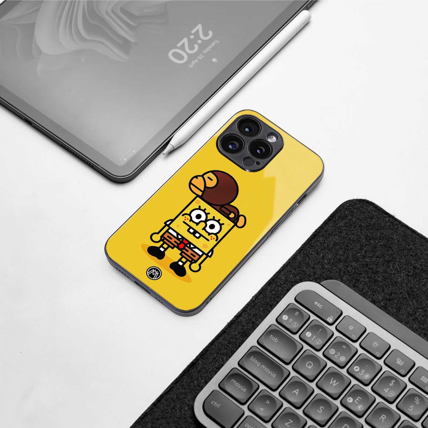 spongebob back phone cover | glass case for samsung galaxy s24 fe