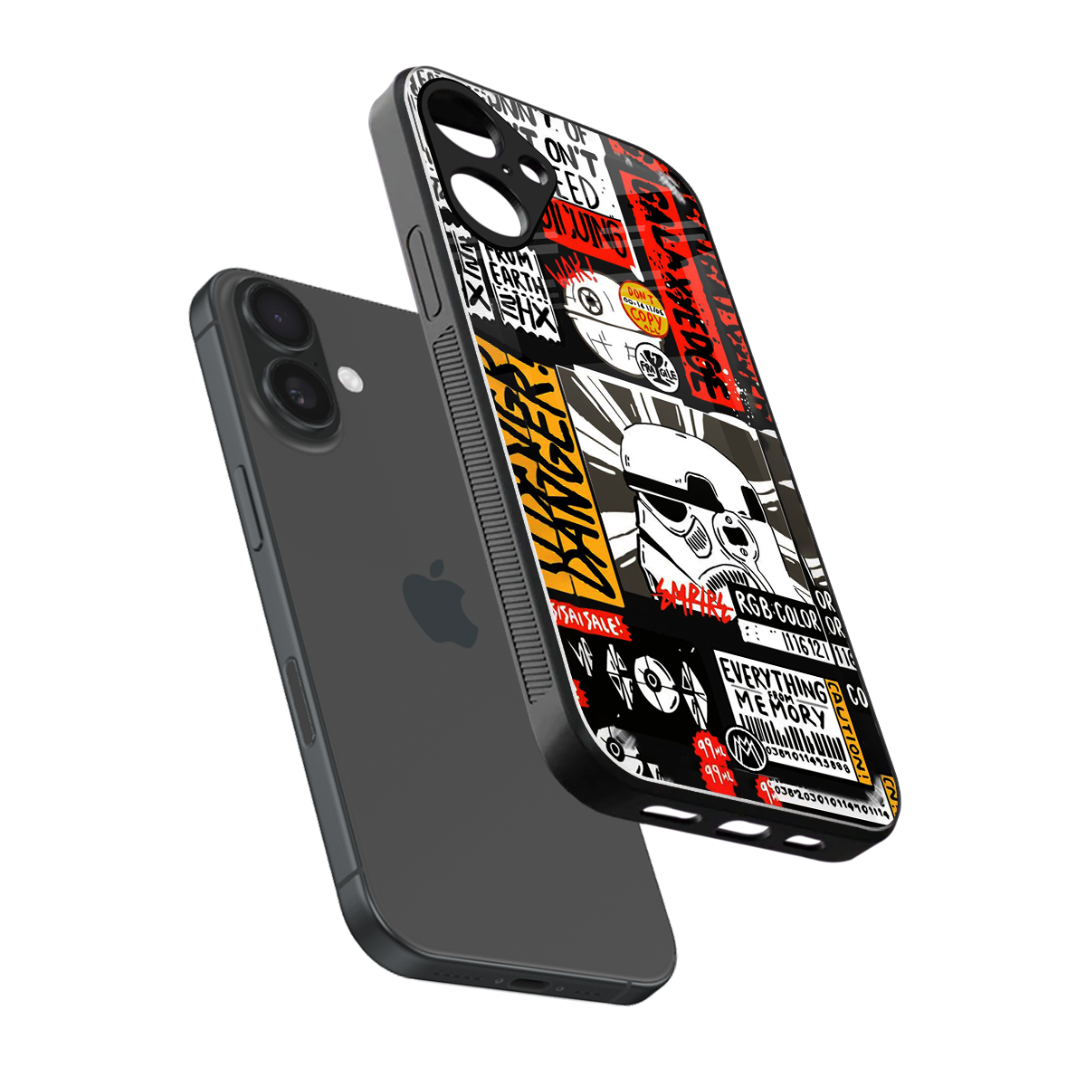 star wars collage back phone cover | glass case for iphone 16 plus