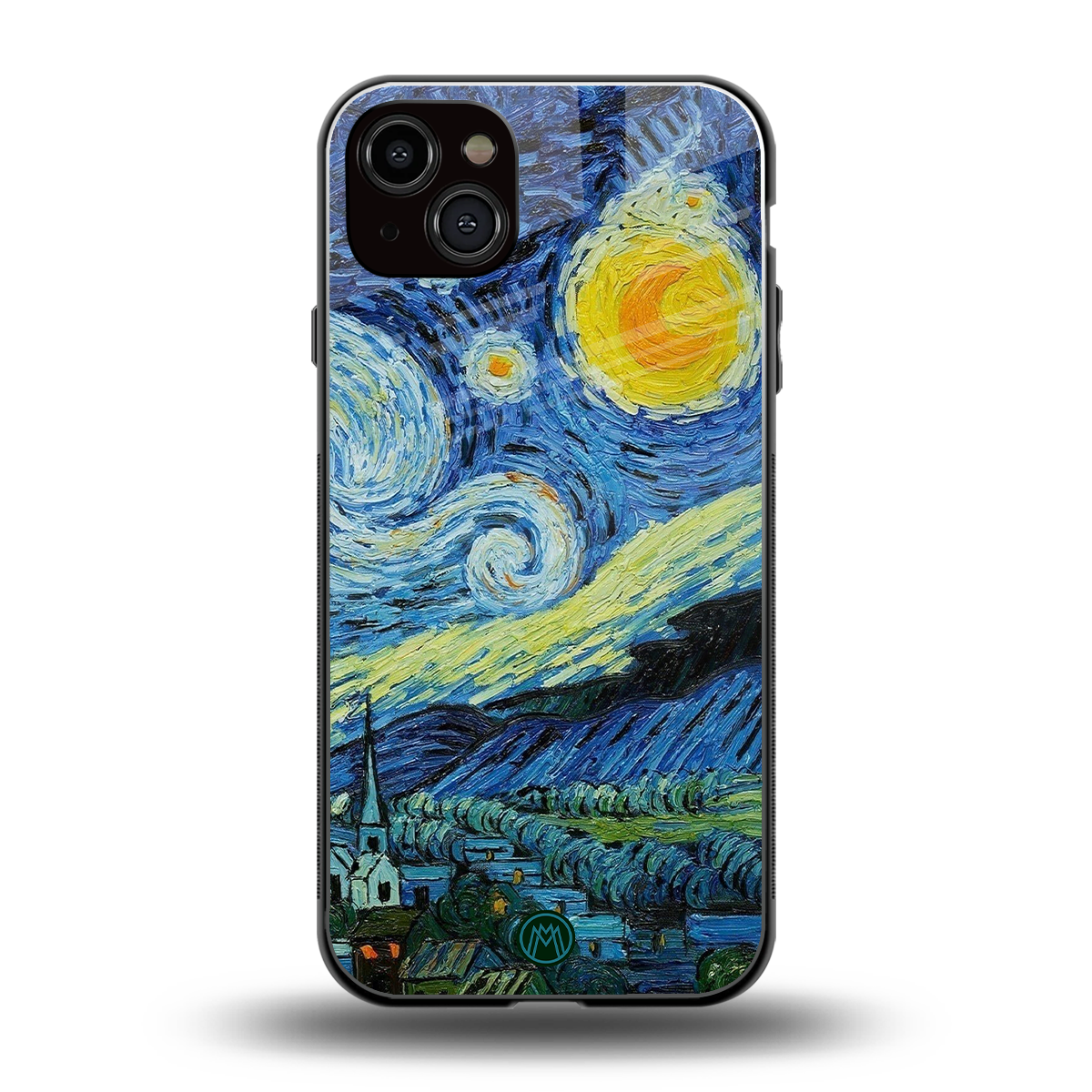 starry night back phone cover | glass case for iphone 15 plus