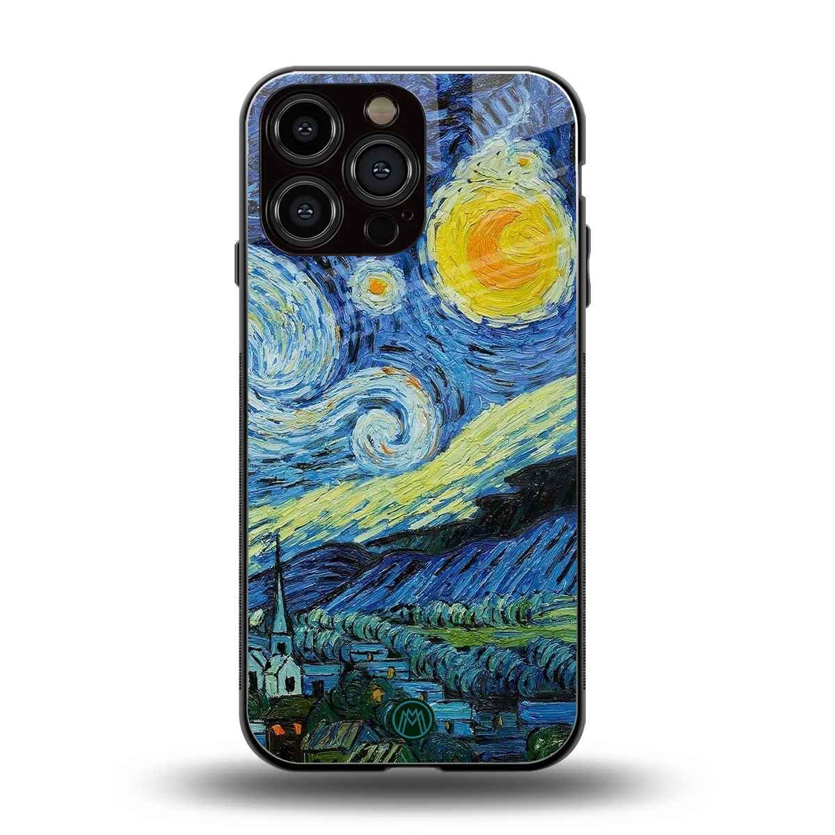 starry night back phone cover | glass case for iphone 14 pro max