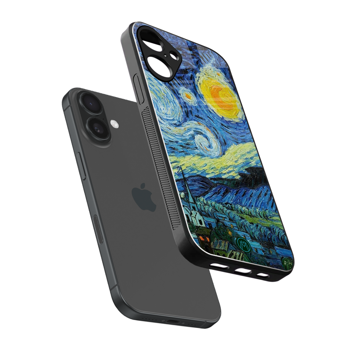 starry night back phone cover | glass case for iphone 16 plus