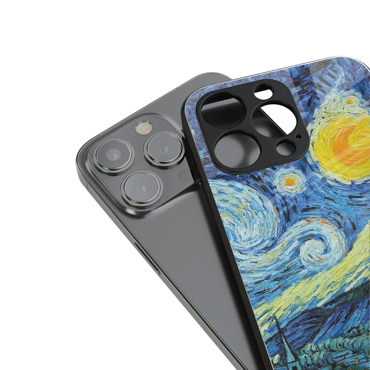 starry night back phone cover | glass case for iphone 14 pro max