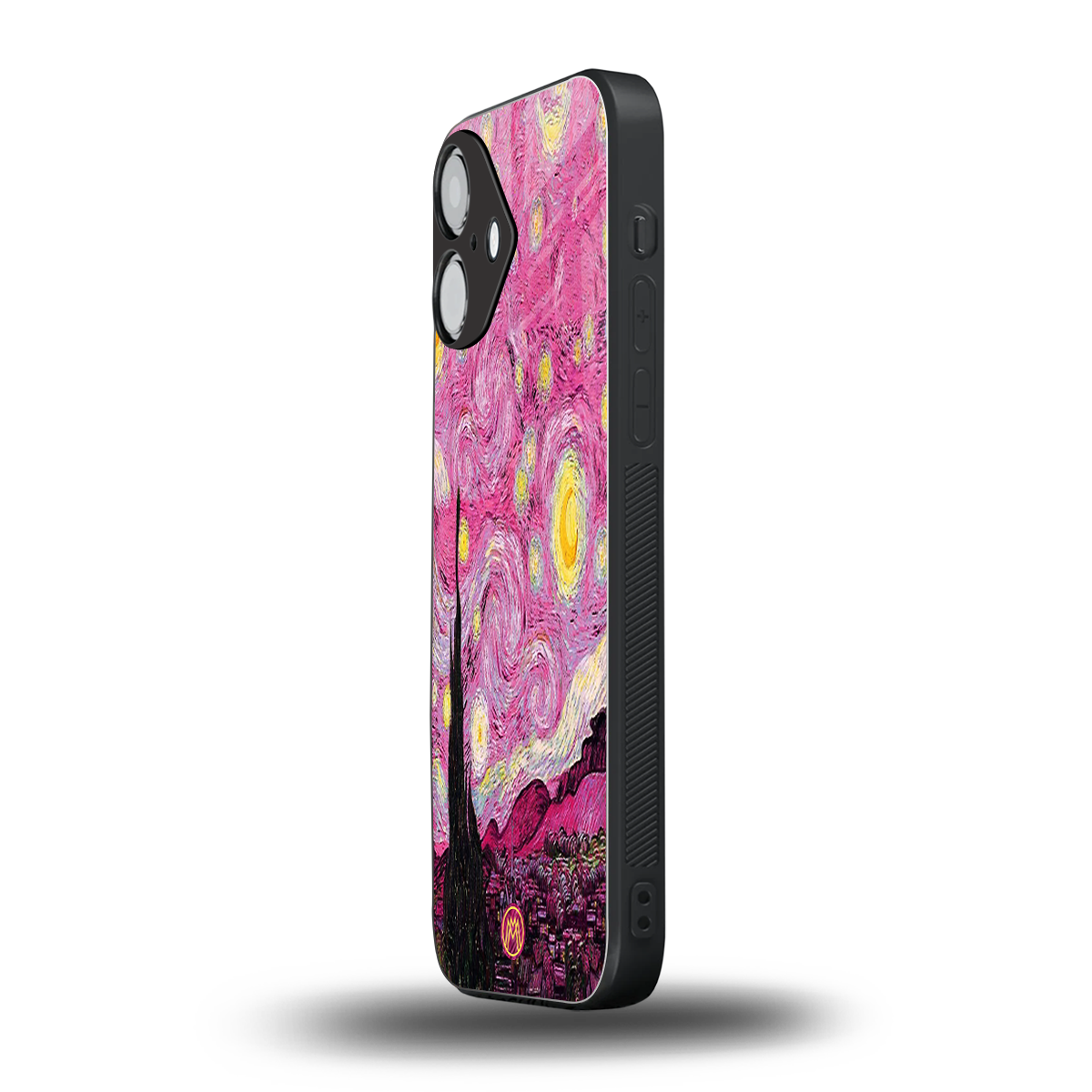 starry night pink back phone cover | glass case for iphone 16