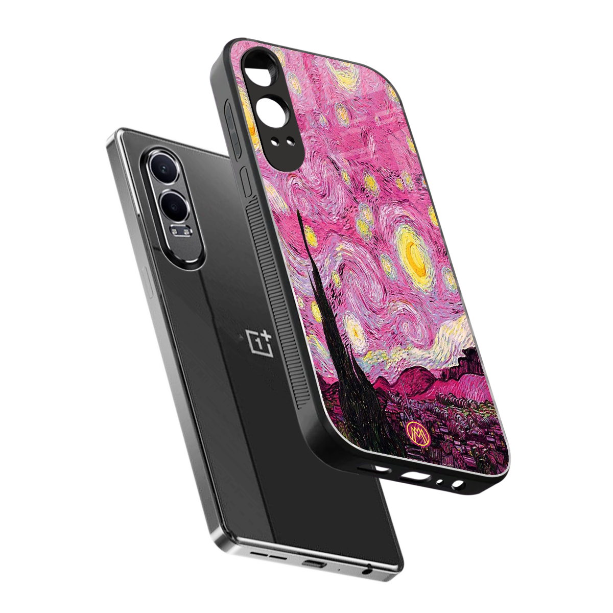 starry night pink back phone cover | glass case for oneplus nord ce 4 lite