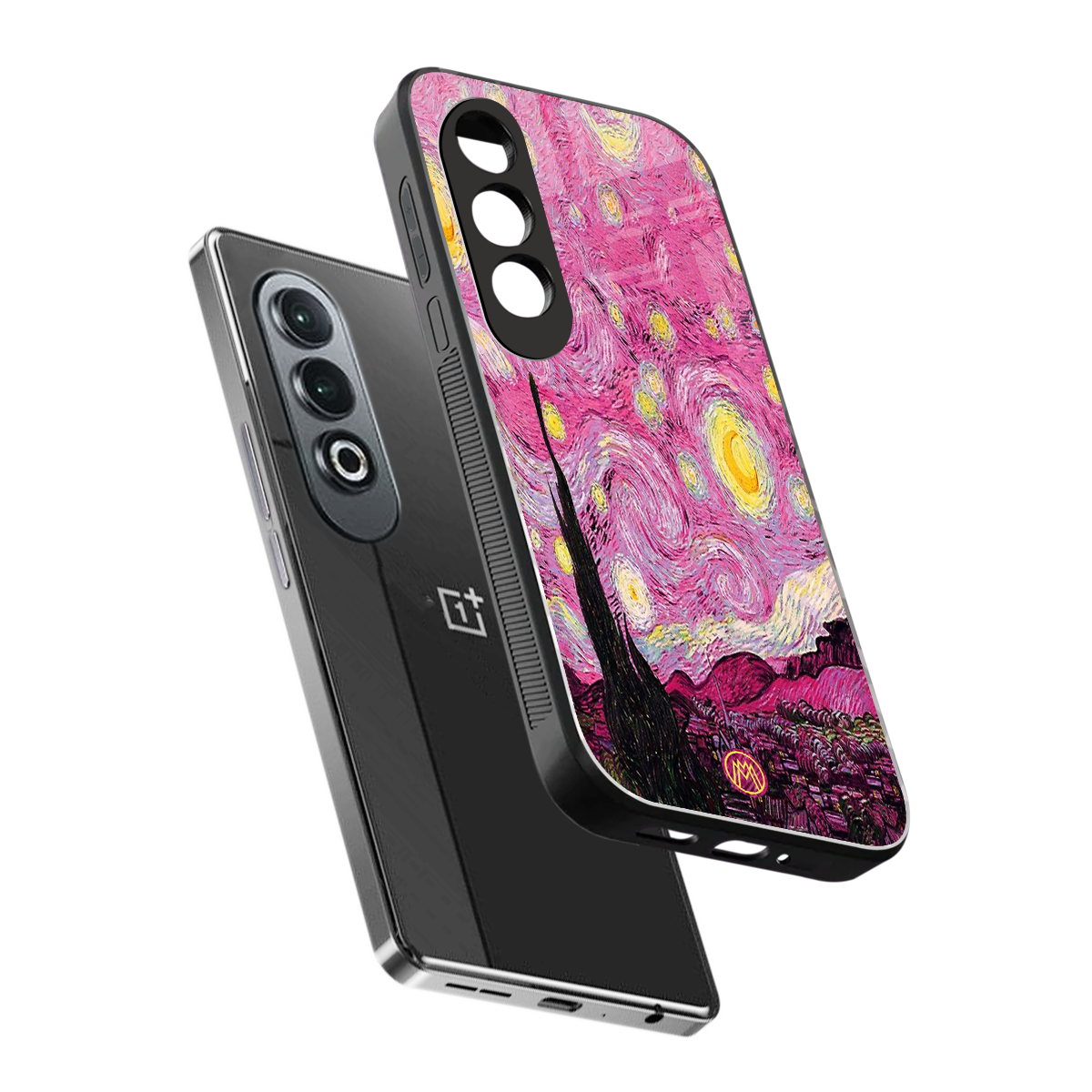 starry night pink back phone cover | glass case for oneplus nord ce 4
