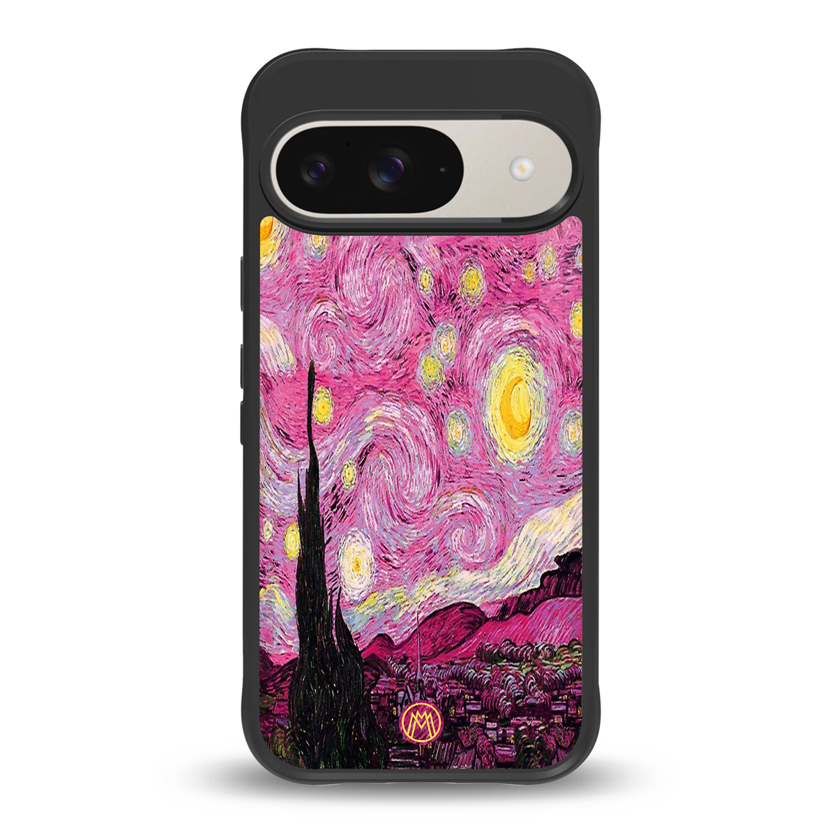 starry night pink back phone cover | glass case for google pixel 9