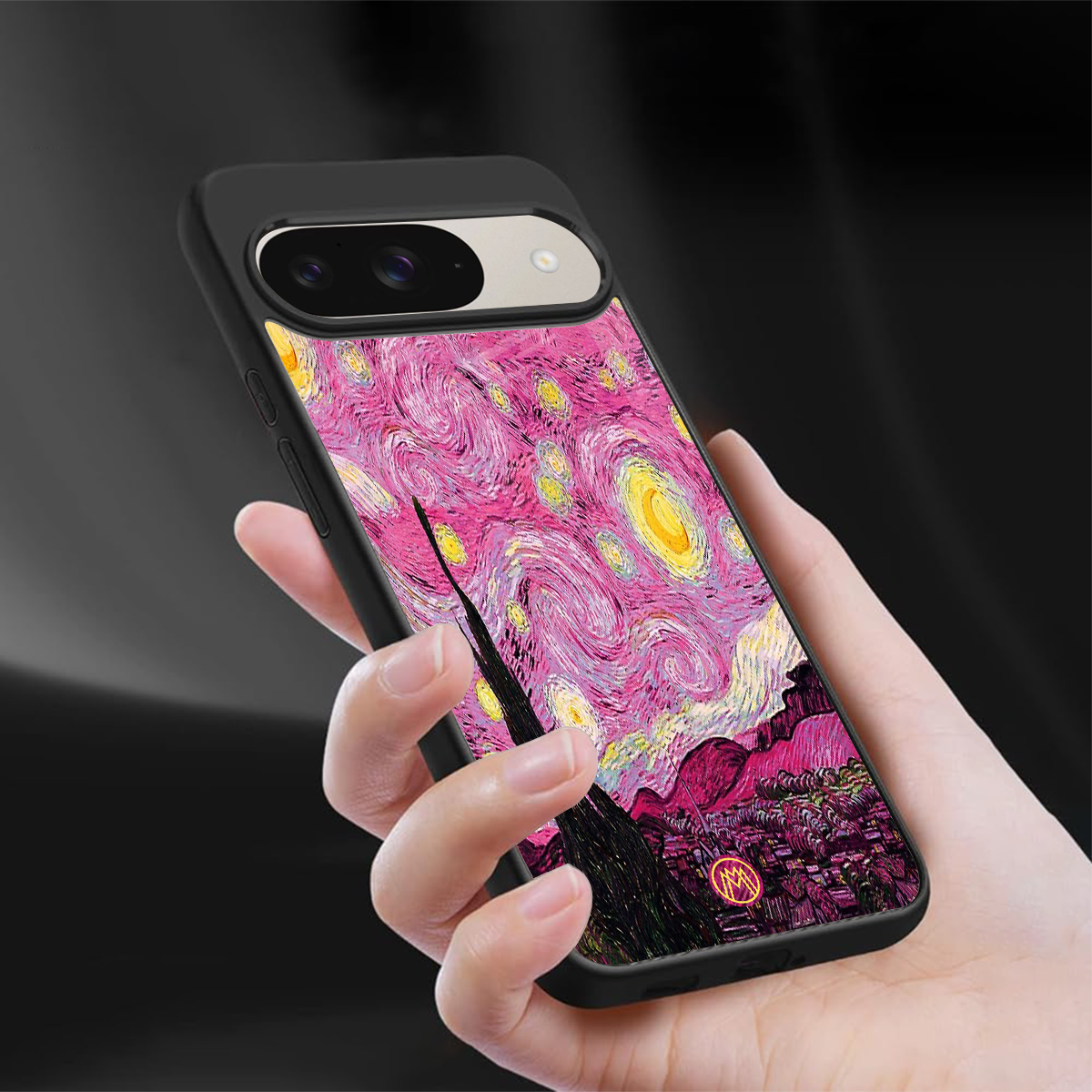 starry night pink back phone cover | glass case for google pixel 9