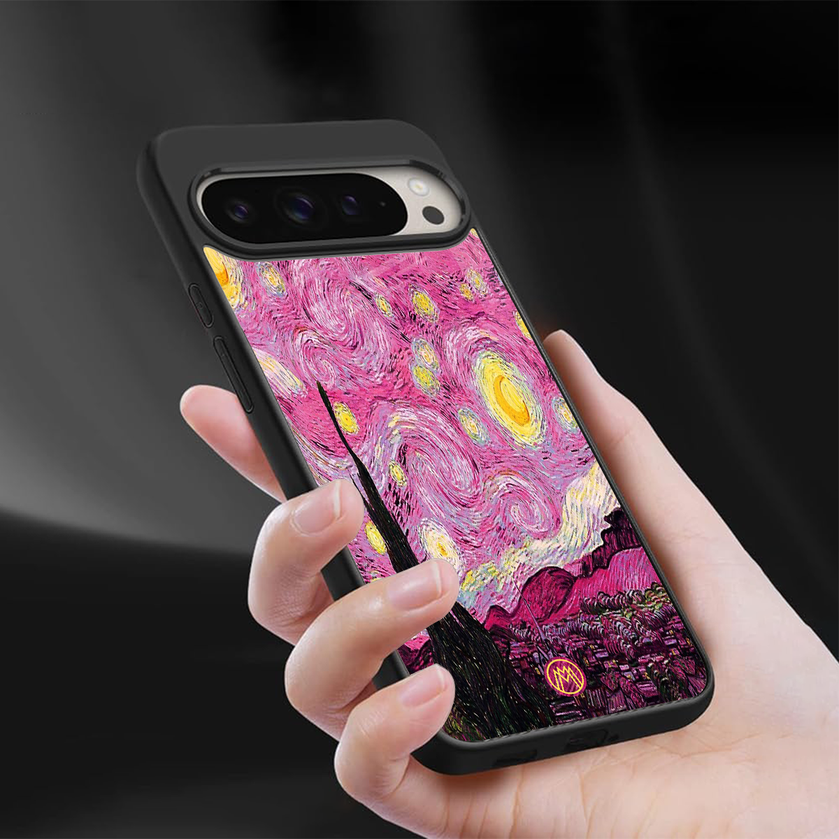 starry night pink back phone cover | glass case for google pixel 9 pro