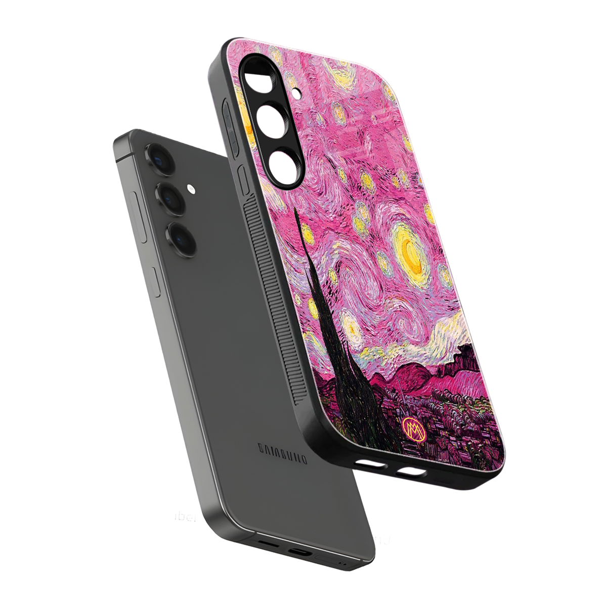 starry night pink back phone cover | glass case for samsung galaxy s23