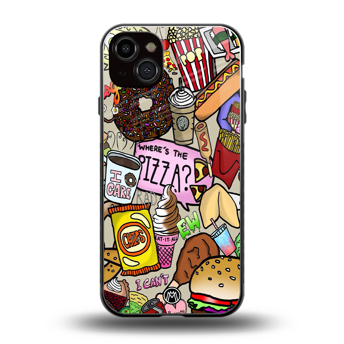 tasty food collage back phone cover | glass case for iphone 15 plus