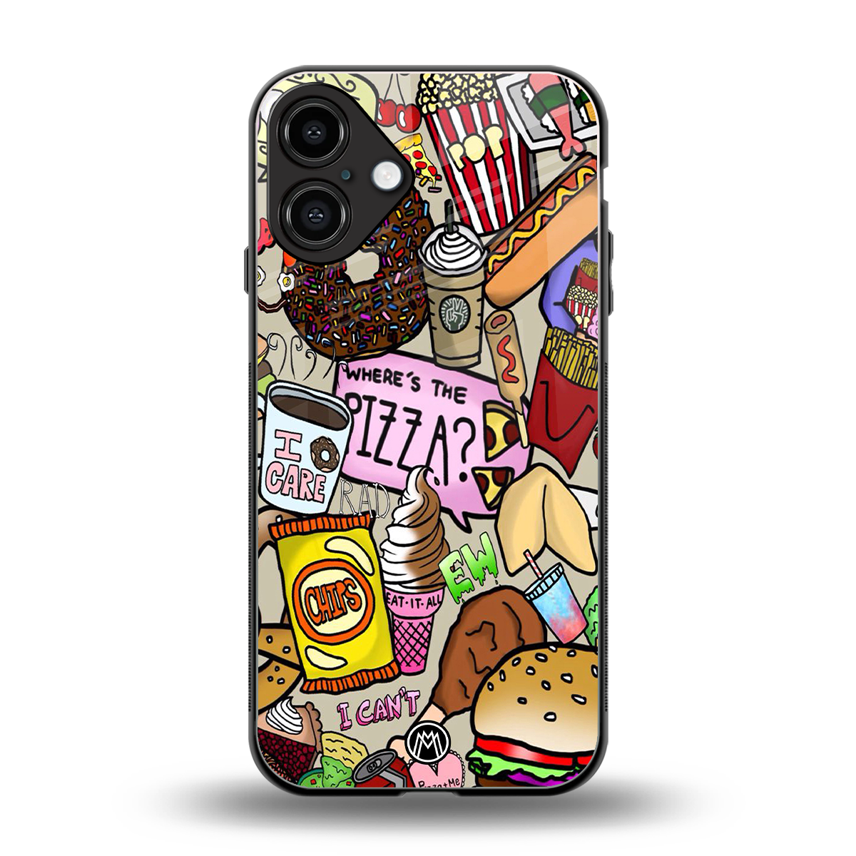 tasty food collage back phone cover | glass case for iphone 16 plus