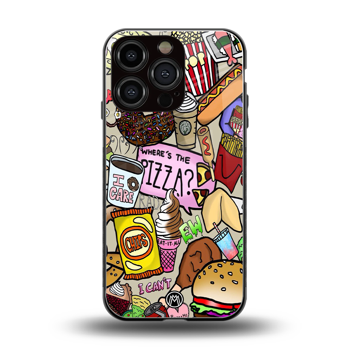 tasty food collage back phone cover | glass case for iphone 16 pro