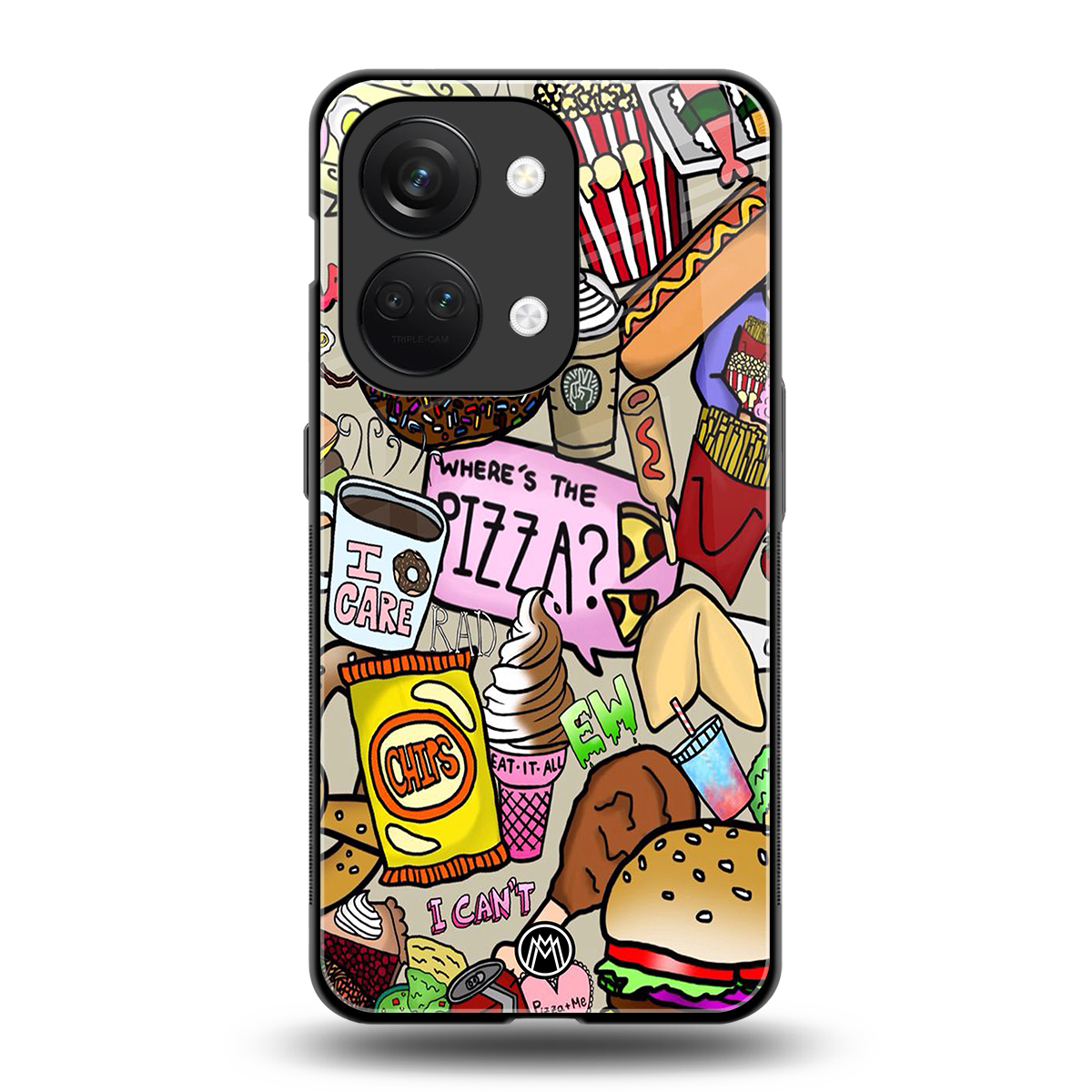 tasty food collage back phone cover | glass case for oneplus nord 3