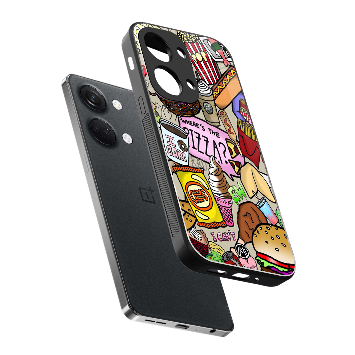 tasty food collage back phone cover | glass case for oneplus nord 3