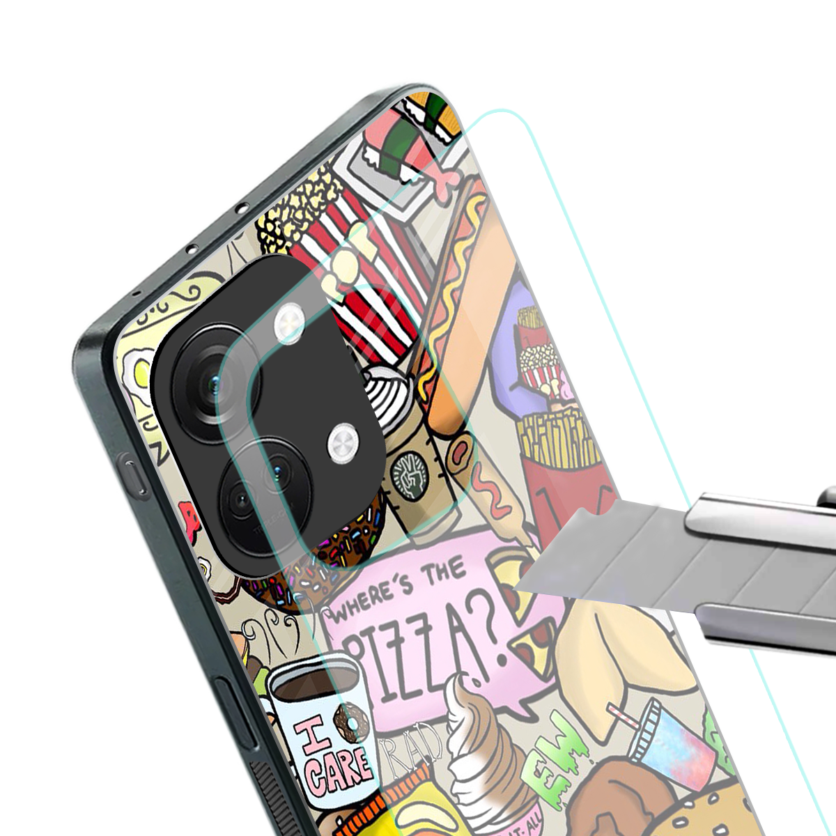 tasty food collage back phone cover | glass case for oneplus nord 3