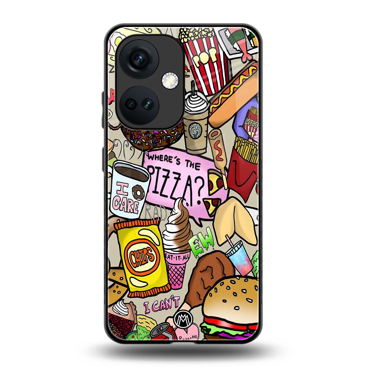 tasty food collage back phone cover | glass case for oneplus nord ce 3