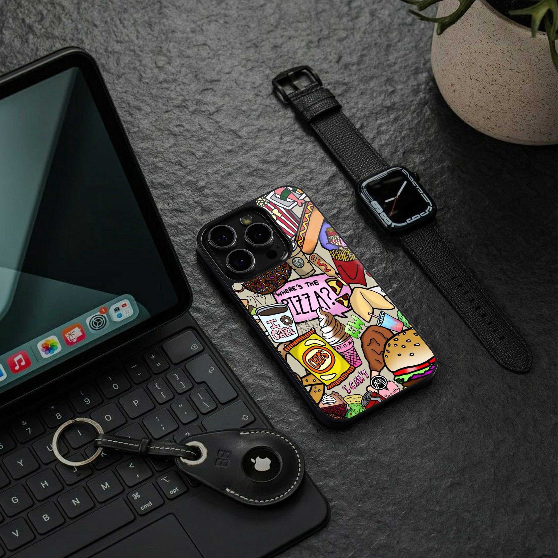 tasty food collage back phone cover | glass case for iphone 14 pro max