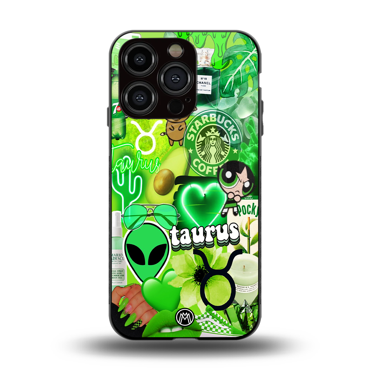 taurus aesthetic collage back phone cover | glass case for iphone 14 pro