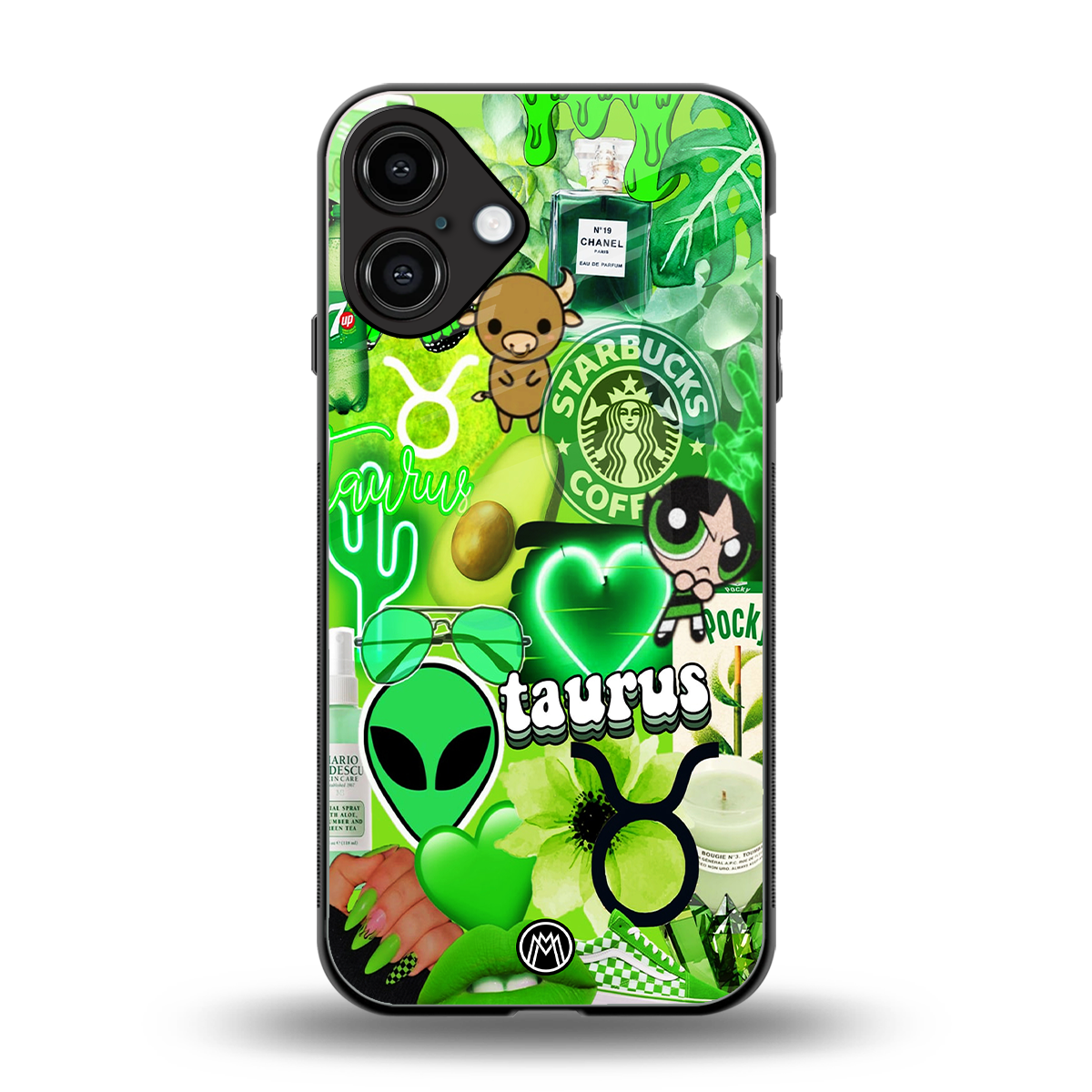 taurus aesthetic collage back phone cover | glass case for iphone 16 plus