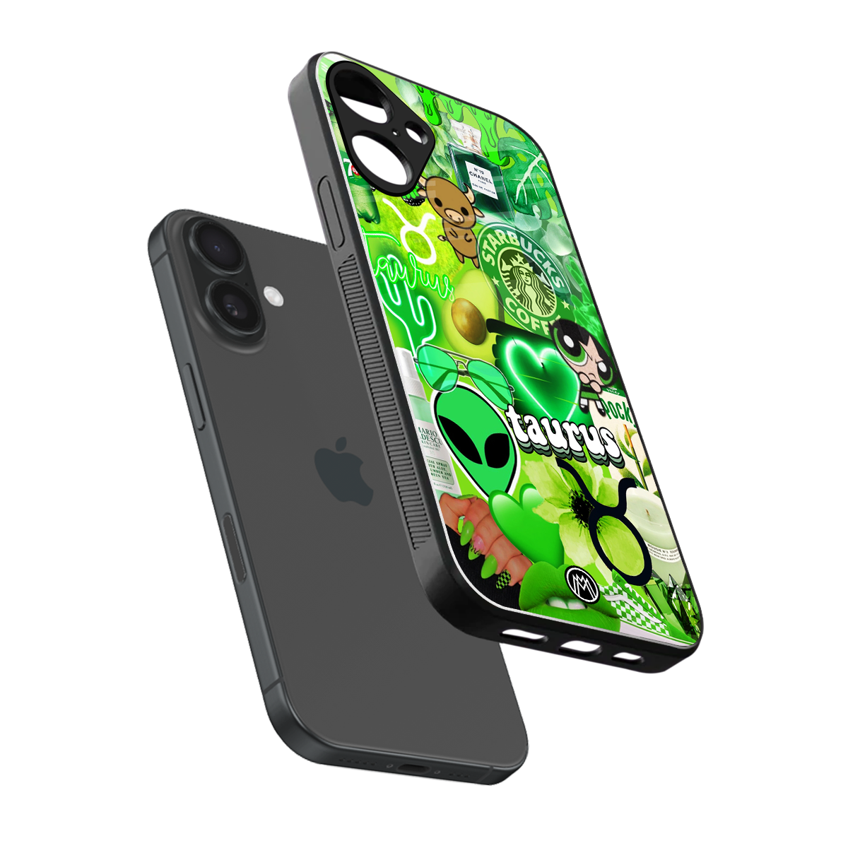 taurus aesthetic collage back phone cover | glass case for iphone 16 plus
