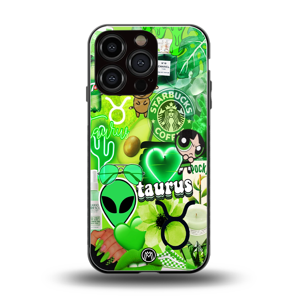 taurus aesthetic collage back phone cover | glass case for iphone 16 pro