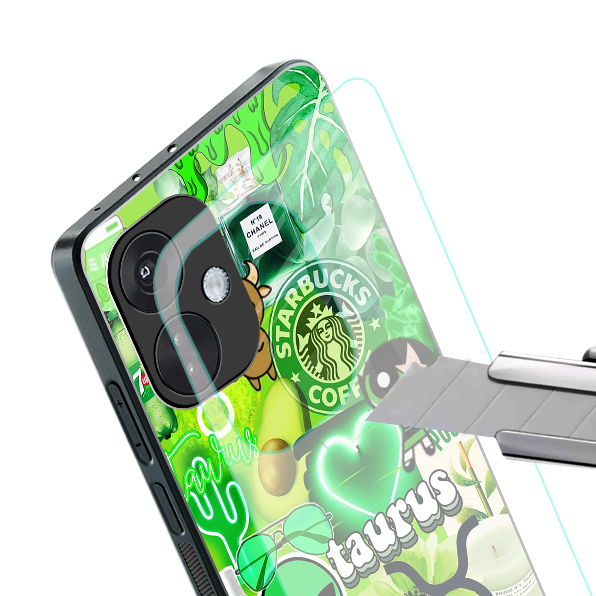 taurus aesthetic collage back phone cover | glass case for oneplus nord ce 3