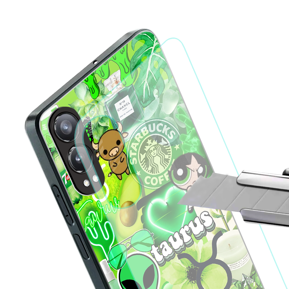 taurus aesthetic collage back phone cover | glass case for oneplus nord ce 4 lite