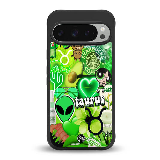 taurus aesthetic collage back phone cover | glass case for google pixel 9 pro