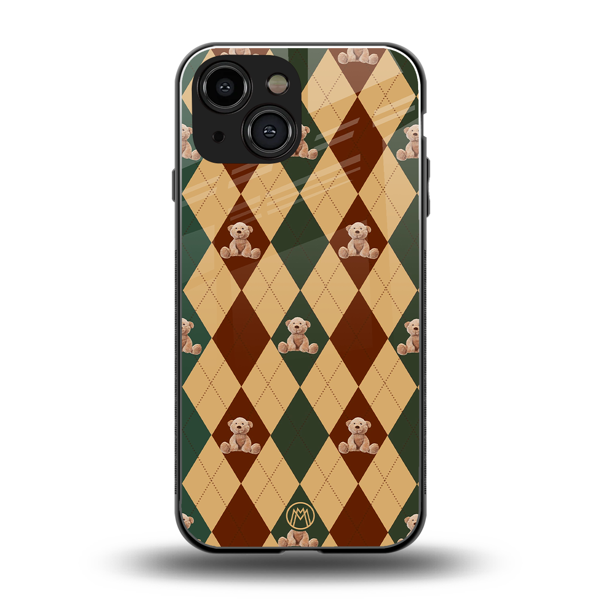 ted checkered pattern back phone cover | glass case for iphone 13 mini